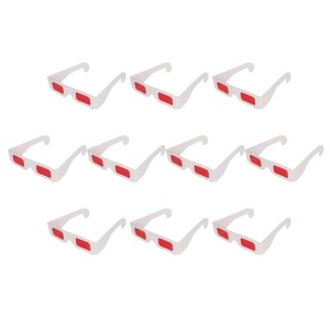 10 gafas 3D duraderas de estilo Othmro para visualización y juegos, con montura de cartón rojo y lente de resina blanca para películas