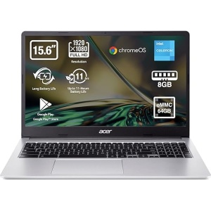 Acer Chromebook 315-4H - Laptop 15.6" Full HD LED, (Intel Celeron N4500, 8 GB RAM, 64GB eMMc, Intel UHD Graphics, Chrome OS), Color Plata