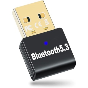 Adaptador Bluetooth USB 5.3, Plug & Play para PC, Dongle Bluetooth USB Transmisor y Receptor para Ordenador, Portátil, Ratón, Teclado, Altavoz, Compatible con Windows
