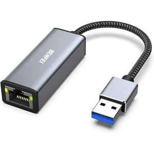 Adaptador USB 3.0 a Ethernet RJ45 10/100/1000 Gigabit Ethernet LAN compatible con MacBook, Surface Pro y PC portátiles con Windows 7/8/10, XP, Vista y Mac [Caja de aluminio y