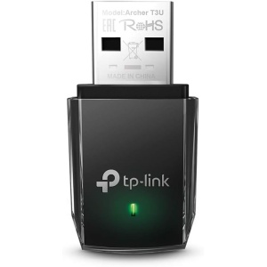 Adaptador Wi-Fi TP-Link Archer T3U - AC1300, receptor de doble banda 5GHz (867Mbps) y 2GHz (400Mbps), con tecnología MU-MIMO, conexión USB 3.0, tamaño mini y color negro