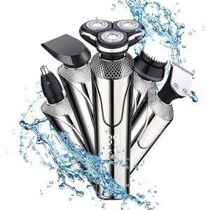 Afeitadora Eléctrica 4 en 1 para Hombre, Maquina de Afeitar Profesional Seca y Húmeda con Pantalla LED, Cortadora de Pelo y Recortadora de Barba - Kit de Aseo Facial Completo