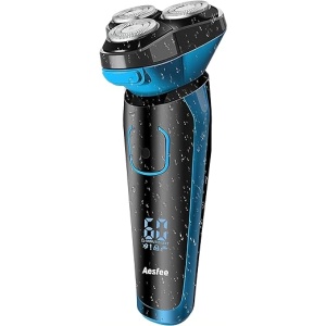 Afeitadora Eléctrica para Hombre Resistente al Agua para Uso en Húmedo y Seco, Máquina de Afeitar Rotativa Profesional Inalámbrica Recargable con Recortador de Precisión y...