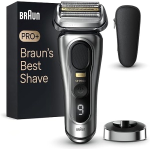 Afeitadora Eléctrica Para Hombres Braun Series 9 Pro+ con Maquinilla para Barba, Base de Carga, Uso en Seco y en Húmedo, Modelo 9517s en Color Plata