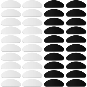 Almohadillas Adhesivas de Nariz para Gafas - Kit de Reparación (20 Pares: 10 Transparentes y 10 Negras)