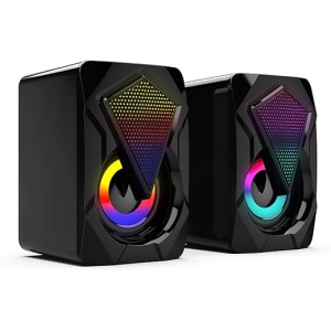 Altavoces de Ordenador XIUNIA con Cable USB y Luces LED de Subwoofer Estéreo en Color, Conector de Audio de 3,5mm Adecuado para Teléfonos Inteligentes y Portátiles