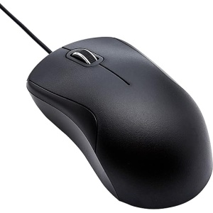 Amazon Basics - Ratón USB con 3 botones, diseño silencioso estándar, color negro