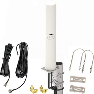 Antena Exterior Mimo Omnidireccional KASER 4G LTE 698-2700 MHz con Conector SMA y Adaptador CRC9 TS9, Compatible con Router 4G, Ganancia de hasta 12 dBi y Recepción de más de 15...