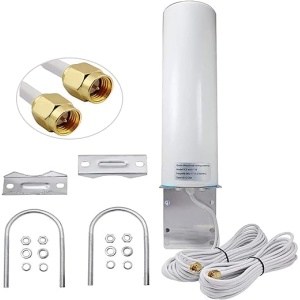 Antena Exterior ZHITING 4G LTE Mimo Omnidireccional 698-2700 MHz con Conector SMA, Adaptador CRC9 y TS9 - Ganancia de hasta 12 dBi - para Router 4G, Hotspot y Teléfono residencial