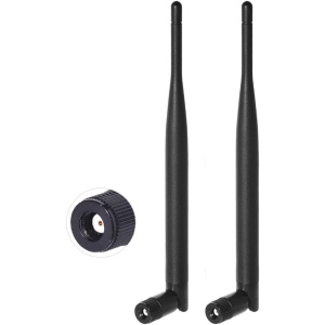 Antena WiFi de Doble Banda 2.4GHz 5GHz 5.8GHz 6dBi MIMO Macho RP-SMA (2-Paquete) para Puertas de Enlace, Enrutadores, Tarjetas de Red Inalámbricas Mini PCI Express PCIE
