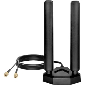 Antena WLAN Tri Banda Nelawya 8dBi 2.4GHz 5.8GHz 6E con Base Magnética y Adaptador RP-SMA. Compatible con Cámaras de Seguridad, Tarjetas WLAN PCI y Routers Inalámbricos