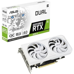 ASUS Dual NVIDIA GeForce RTX 3060 Ti Edición Blanca OC - Tarjeta Gráfica (PCIe 4.0, 8GB GDDR6X, HDMI 2.1, DisplayPort 1.4a, Diseño de 2 ranuras, Axial-tech, Tecnología 0dB)