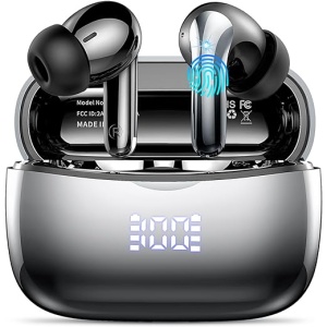 Auriculares Bluetooth 5.3 Inalámbricos con 4 Micrófonos HD, Sonido Estéreo HiFi, Cancelación de Ruido, Batería de 50 Horas, Carga Rápida USB-C, Impermeables IPX7