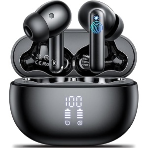 Auriculares Bluetooth Inalámbricos Aoslen 5.3, Cascos Bluetooth HiFi Estéreo con Pantalla LED, 42H de Duración, Control Táctil y Cancelación de Ruido ENC Incorporada, en Ear