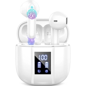 Auriculares Bluetooth Inalámbricos, Bluetooth 5.3, 48H de Reproducción HiFi, Cascos Inalámbricos con Reducción de Ruido, Ligeros y Cómodos, Carga Rápida USB-C