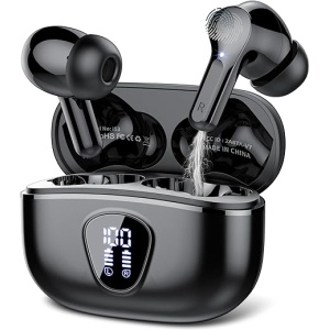 Auriculares Bluetooth Inalámbricos, con Sonido Envolvente, Controlador de 14,2 mm, 40 Horas de duración de la batería, Reducción de Ruido, Pantalla LED, Bluetooth 5.3