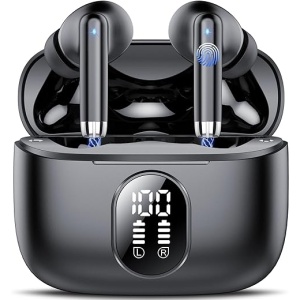 Auriculares Bluetooth Inalámbricos, Sonido HiFi Estéreo con 4 Micrófonos de Alta Definición, Reproducción de 40 horas, Diseño Portátil, Cascos Inalámbricos Bluetooth...