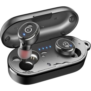 Auriculares Bluetooth TOZO T10, inalámbricos con estuche de carga IPX8 impermeable, bluetooth 5.3, micrófono integrado, sonido premium con graves profundos para correr y hacer...