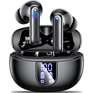 Auriculares Inalámbricos Bluetooth 5.3 con 4 Micrófonos HD, Sonido Estéreo HiFi 2023, Cancelación de Ruido ENC, Pantalla LED, 42 Horas de Reproducción, Resistencia al Agua IPX7