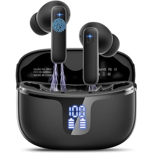 Auriculares Inalámbricos Bluetooth 5.3 Renimer con 4 Micrófonos de Alta Definición, 40 Horas de Sonido Estéreo HiFi, Pantalla LED, Cancelación de Ruido, Controlador Dinámico de...