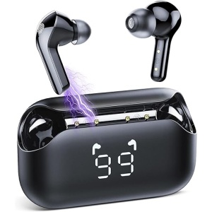 Auriculares Inalámbricos TIMU 5.3, Bluetooth 60 Horas de Reproducción con Pantalla LED de Alimentación, Llamadas Claras CVC8.0, Controlador Dinámico de 14.2 mm, IPX7