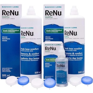 BAUSCH + LOMB - Renu® MultiPlus Solución de Mantenimiento - Paquete 2 botellas de 500 ml más 60 ml de obsequio