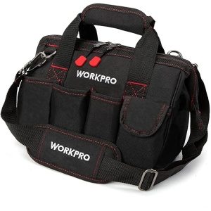 Bolsa de herramientas WORKPRO de 30 x 18 x 20 cm, ideal para transportar, con 7 bolsillos exteriores, amplia apertura de cremallera, correa de hombro ajustable, para