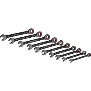 Bosch Professional - Conjunto de 10 llaves combinadas con mecanismo de trinquete (8/10/12/13/14/15/16/17/18/19 mm, en estuche) - Exclusivo de Amazon
