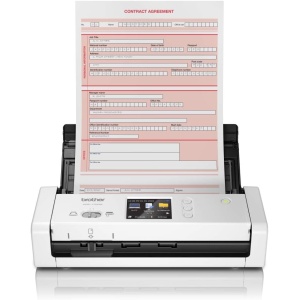 Brother ADS-1700W - Potente y compacto escáner departamental (velocidad de hasta 25 páginas por minuto, resolución óptica de hasta 600 x 600 ppp, ranura para tarjetas plásticas...