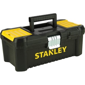 Caja de herramientas de plástico STANLEY STST1-75515 con cierre metálico, 18 x 13 x 32.5 cm, color negro y amarillo, tamaño 12.5