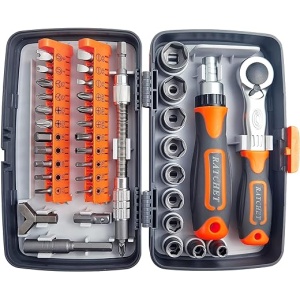 Caja de Herramientas de Reparación del Hogar de 38 en 1, Juego de Llaves de Vaso con Cubierta de Almacenamiento para Muebles, Automóvil, Computadora y Electrónica