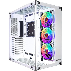 Caja Gaming Cronos Frost de TALIUS. PC Gaming de Torre ATX con Cristal Templado. Incluye 3 Ventiladores Iris ARGB y centralita, 4 filtros Anti Polvo imantados (Blanco)