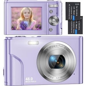 Cámara Compacta de 48MP con Resolución Full HD 1080P, Pantalla de 2.4", Recargable, con Zoom 16X - Ideal para Estudiantes, Niños y Adultos