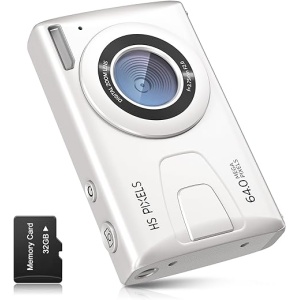 Cámara de Fotos Digital CCN, 64MP 1080P FHD con Pantalla de 3.0 Pulgadas, Zoom Digital de 18X, Compacta y Portátil con Tarjeta TF de 32GB y Cable USB, Ideal para Adolescentes