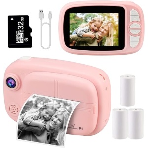 Cámara de Fotos Infantil GlobalCrown con Pantalla de 3,5 Pulgadas, Cámara Instantánea para Niños de 3 a 12 años (Incluye 4 Rollos de Impresión)