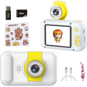 Cámara de Fotos Infantil Rayoner 1080p HD, 12MP, 2.4 Pulgadas, con Lente Movible y Tarjeta Micro SD, para Niños