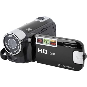 Cámara de video de mano Akozon, 1080P 16MP Dv con pantalla giratoria TFT de 2.7 pulgadas, zoom digital de 16x, ideal para vlogging y video para niños, con cable USB y mini...