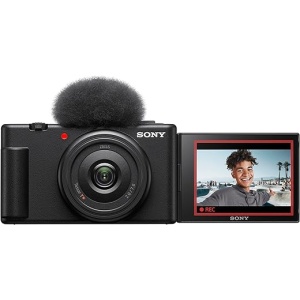 Cámara digital Sony ZV-1F para Vlogs con Pantalla Multiángulo, Video 4K, Cámara Lenta y Funciones Especiales para Vlogs en Color Negro