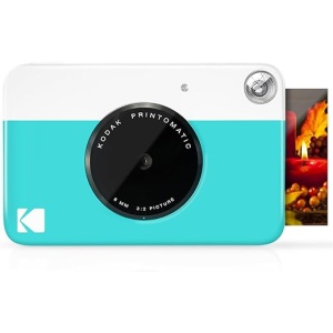 Cámara instantánea Kodak PRINTOMATIC con impresiones a todo color en papel fotográfico de 2 “x3” con función adhesiva - imprime tus recuerdos al instante (azul)