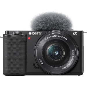 Cámara Sony Alpha ZV-E10L para vlogs con lente intercambiable Power Zoom 16-50 mm f/3.5 - 5.6, pantalla táctil abatible para vlogging, color negro