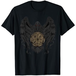 Camiseta con Cuervo, Futhark y Vegvisir