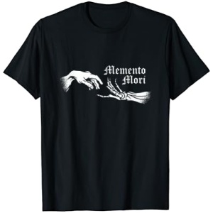 Camiseta con diseño de Memento Mori y cita latina para un filósofo estoico