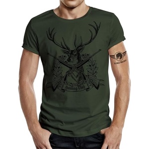 Camiseta de caza con diseño de ciervo y el texto Hunting Club