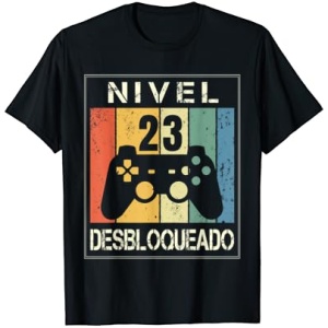Camiseta de chico divertido desbloqueado nivel 23 Gamer, año 1999