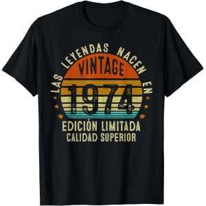 Camiseta de Regalo Vintage para Hombre y Mujer de 50 Años, Cumpleaños 1974