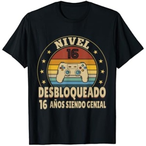 Camiseta divertida de cumpleaños para chico de 16 años con nivel desbloqueado