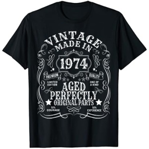 Camiseta divertida de regalo para hombre y mujer de 50 años de cumpleaños en 1974. Decoración para el 50 cumpleaños