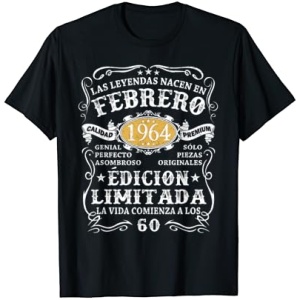 Camiseta Las leyendas nacen en febrero de 1964, 60 años de cumpleaños para hombre