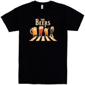 Camiseta negra Pampling de manga corta, 100% algodón, ropa unisex para hombres y mujeres en 5 tallas, modelo The Beers