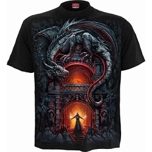 Camiseta negra regular de la Guarida del Dragón en Espiral